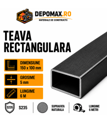 Teava rectangulara 150 x 100 x 5 mm, 6 metri